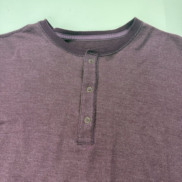 Untuckit Mens L Purple Crew Neck Henley Long Sleeve Modal Blend Shirt - Picture 4 of 6